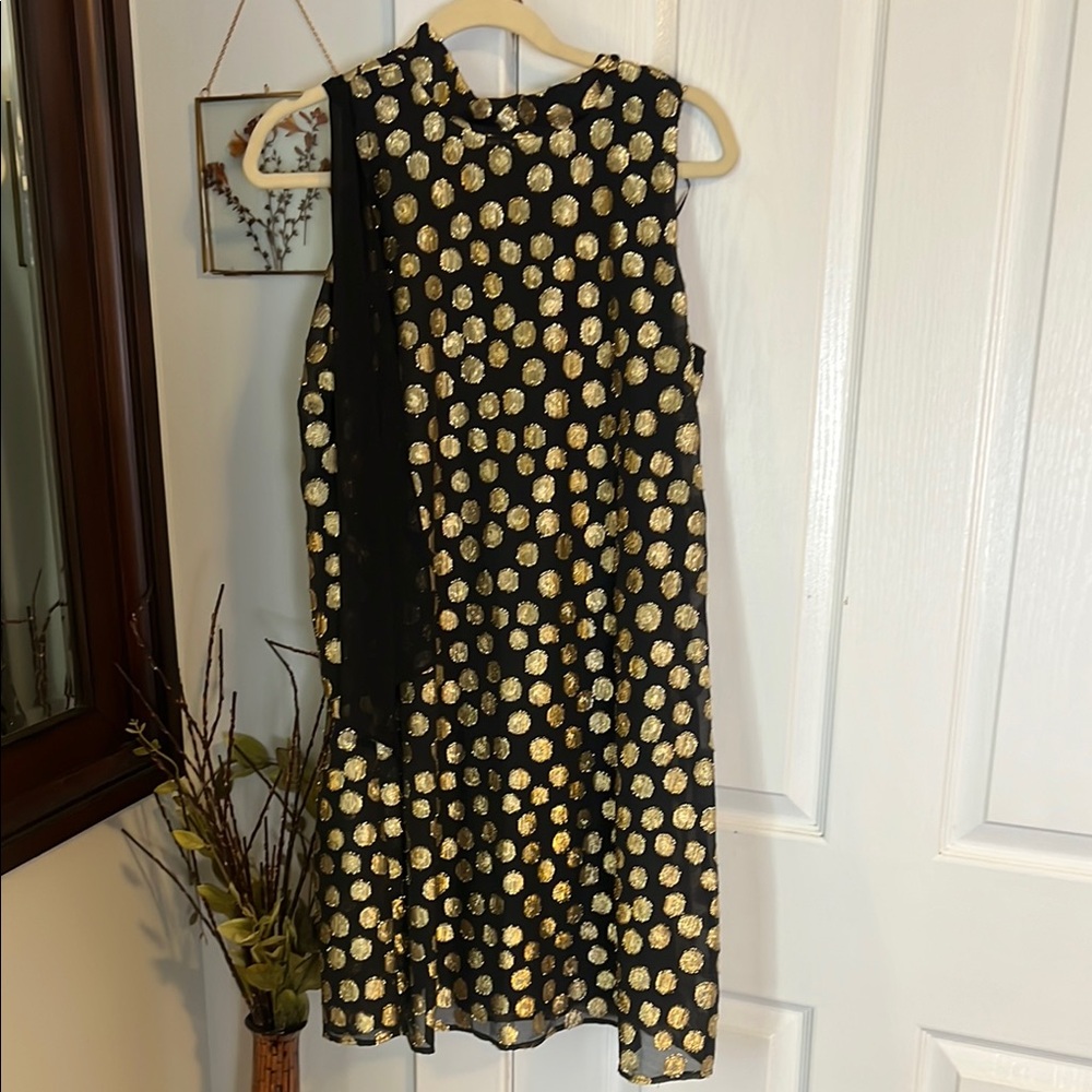 Elegant Black and Gold Polka Dot Dress